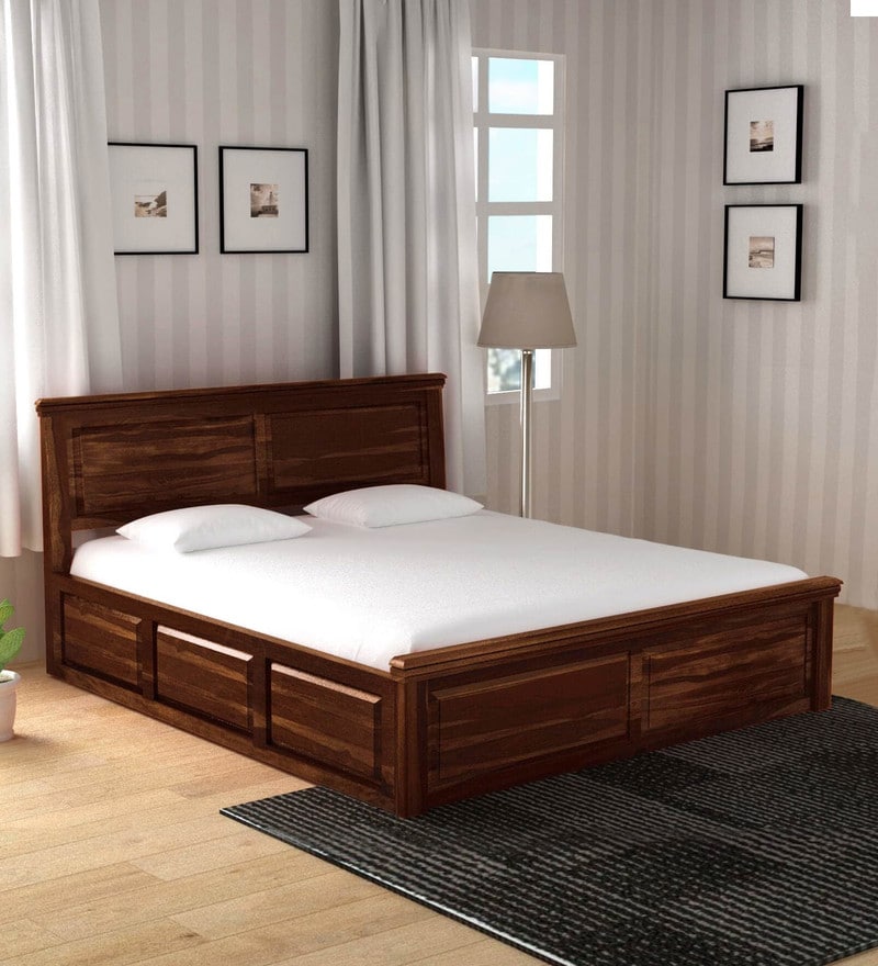 Buy Stanfield Solid    Wood Queen Size Bed with Box Storage 