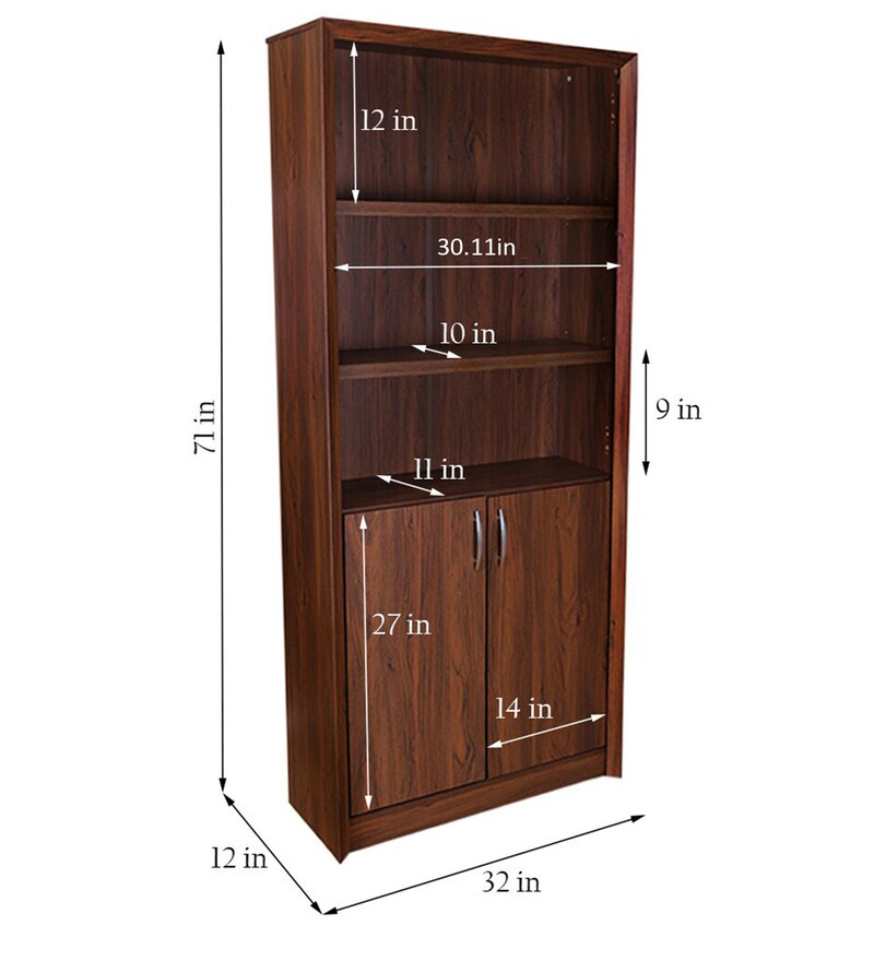 Buy Stark Book Shelf with Cabinet in Walnut Finish by HomeTown Online ...