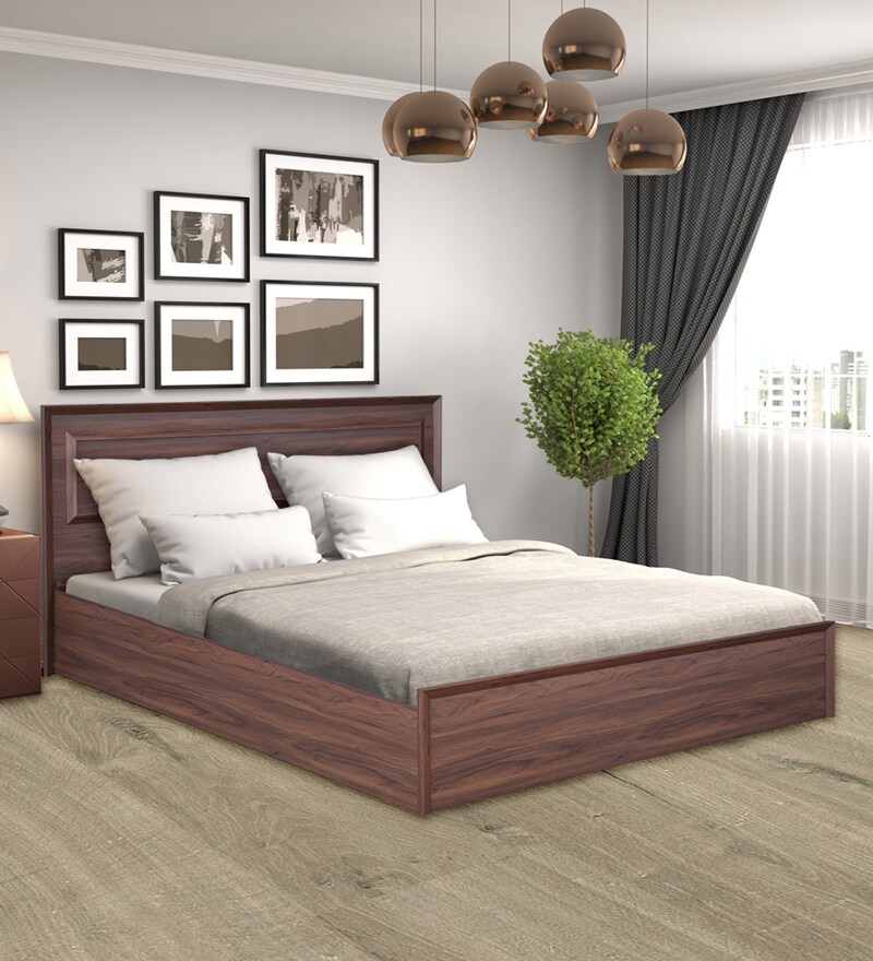 Buy Stark King Size Bed with Storage in Walnut Finish by Hometown Online Modern King Size Beds