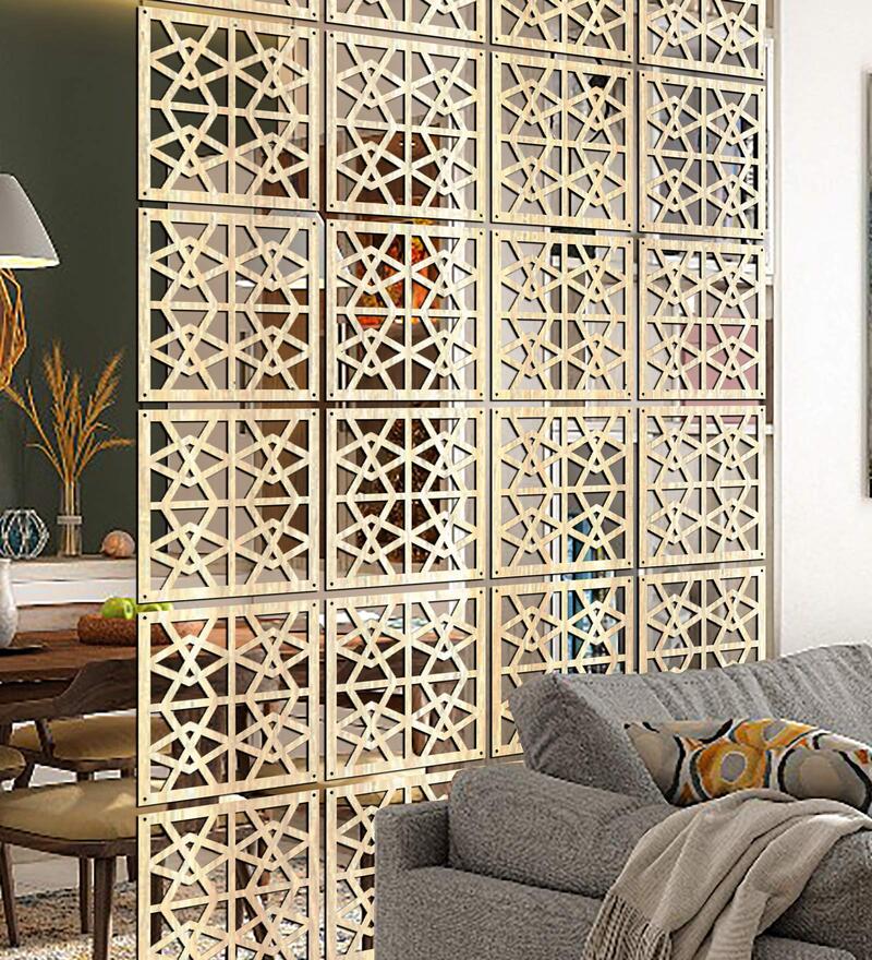 Buy Static (Set of 10) Cream Colour Engineered Wood Hanging Room