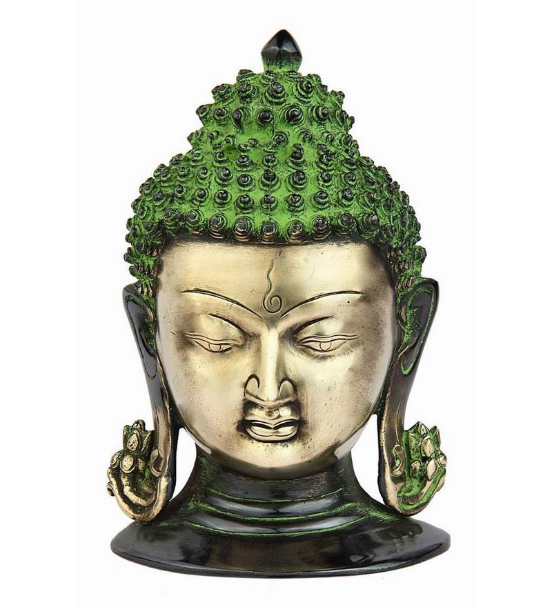 Buy Statue Studio Buddha Head Wall Hanging Black & Gold Brass Sturdy Statue Online Religious