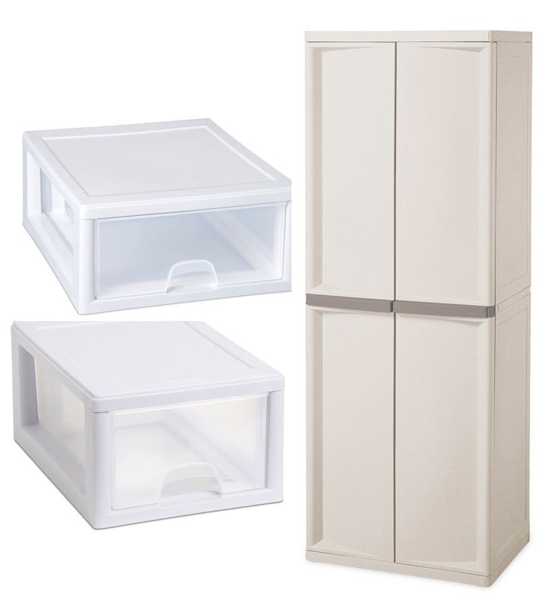 Buy Sterilite 4 Shelf Cabinet Shoe Drawer And Stackable Drawer