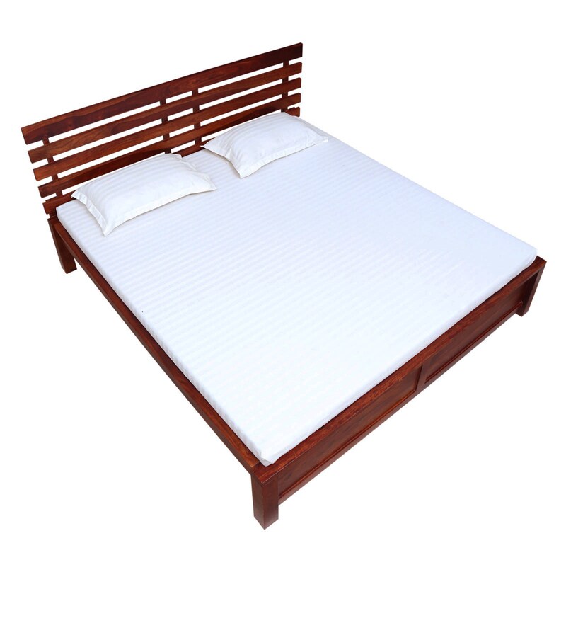 Buy Stigen Solid Wood Queen Size Bed In Honey Oak Finish By Woodsworth Online Mission Queen