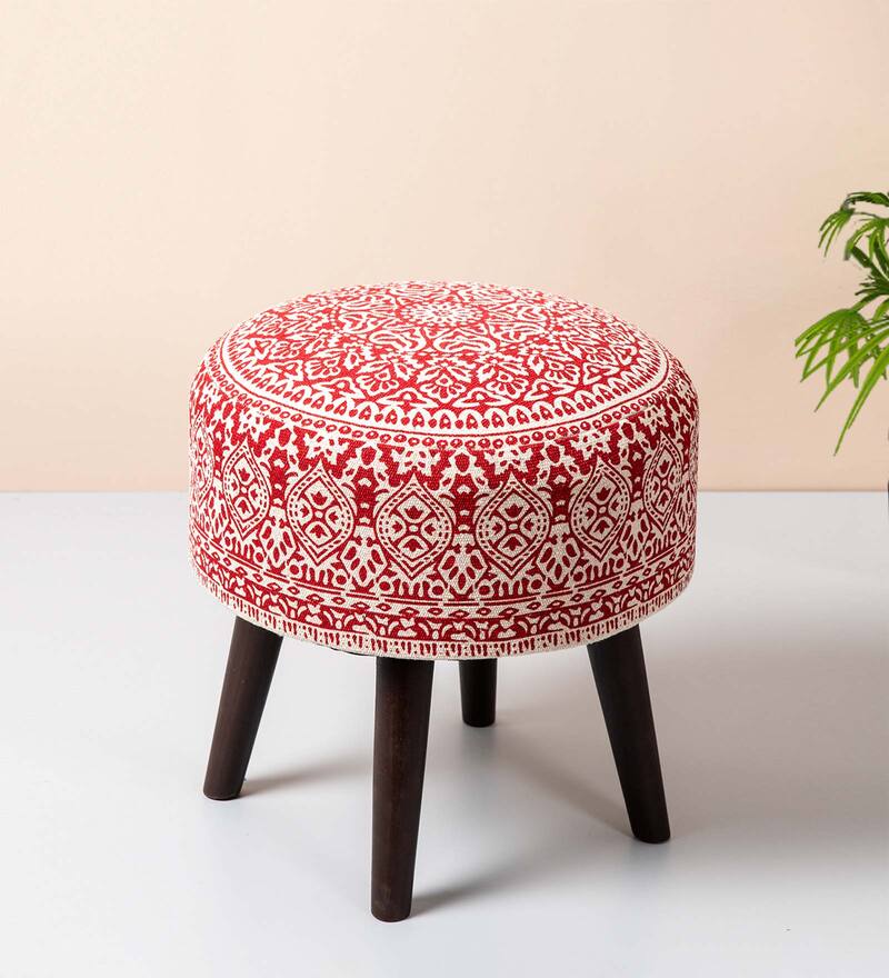 Buy Stool (Set of 2) in Red Colour by NestRoots Online Contemporary