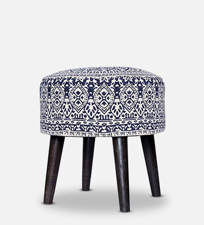 Buy Fremont Fabric Seating Stool in Blue Colour by NestRoots Online