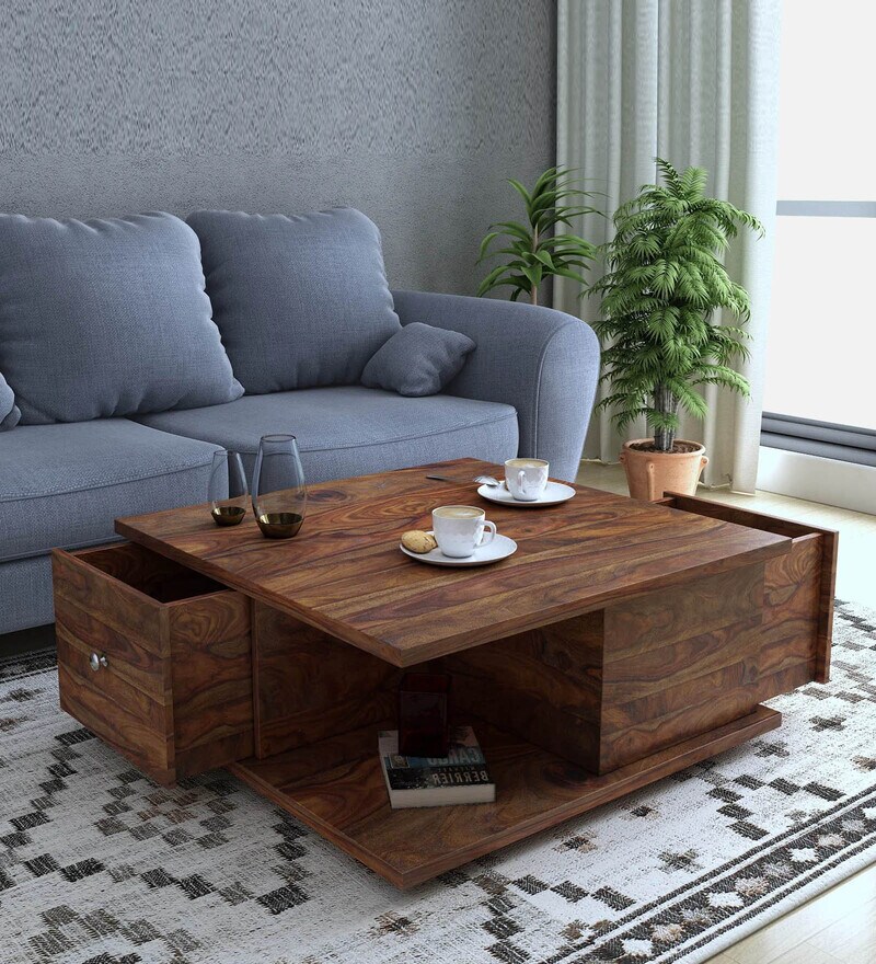 Buy Storage Coffee Table In Teak Finish By Springtek Online Modern