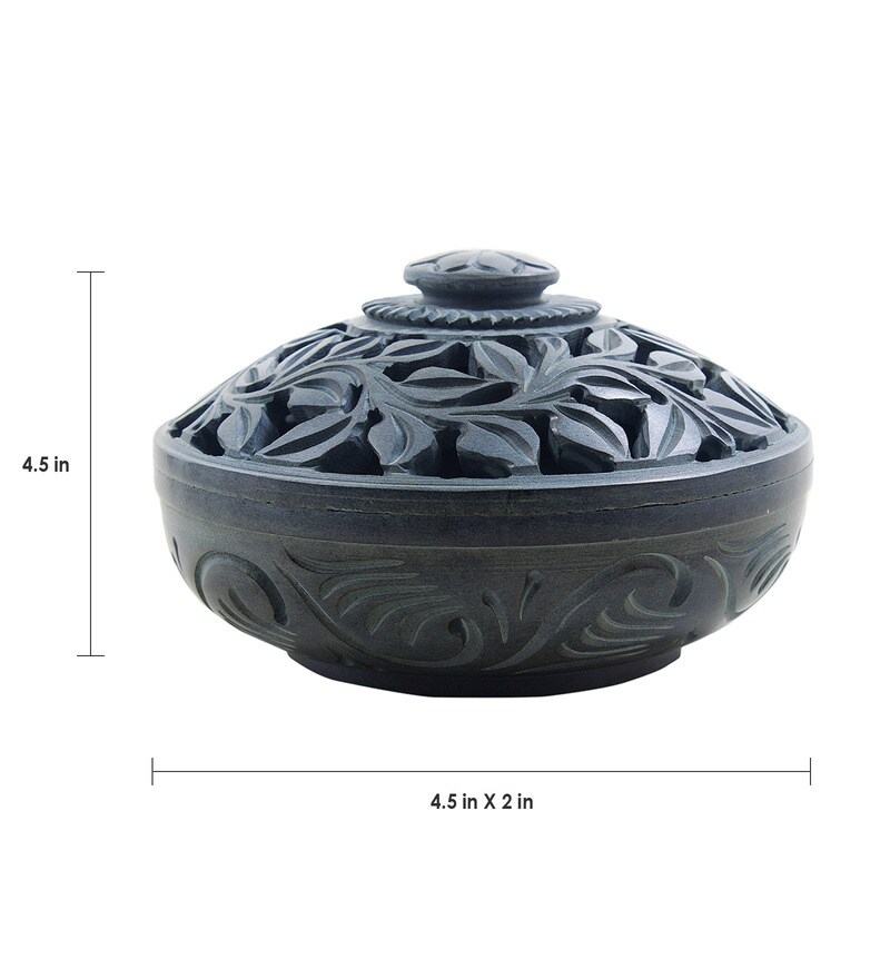 Buy Store Indya Black Stone Potpourri Bowl Holder with Lid Online Potpourri Room Fragrances