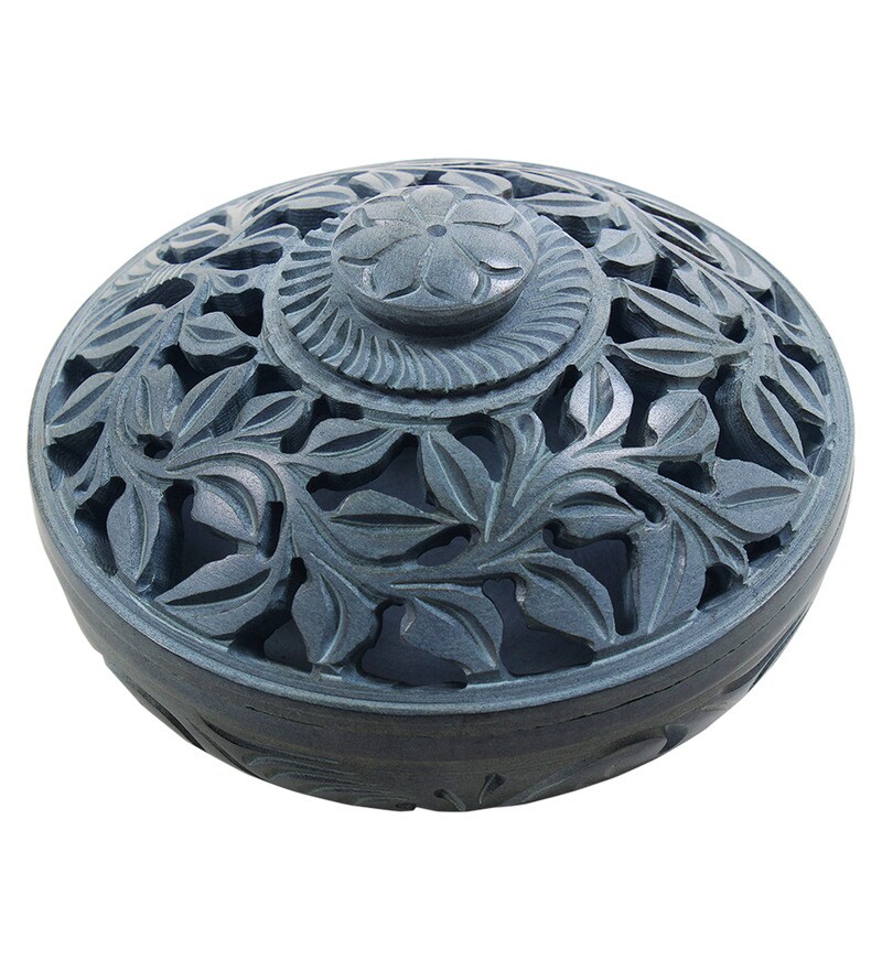 Buy Store Indya Black Stone Potpourri Bowl Holder with Lid Online Potpourri Room Fragrances