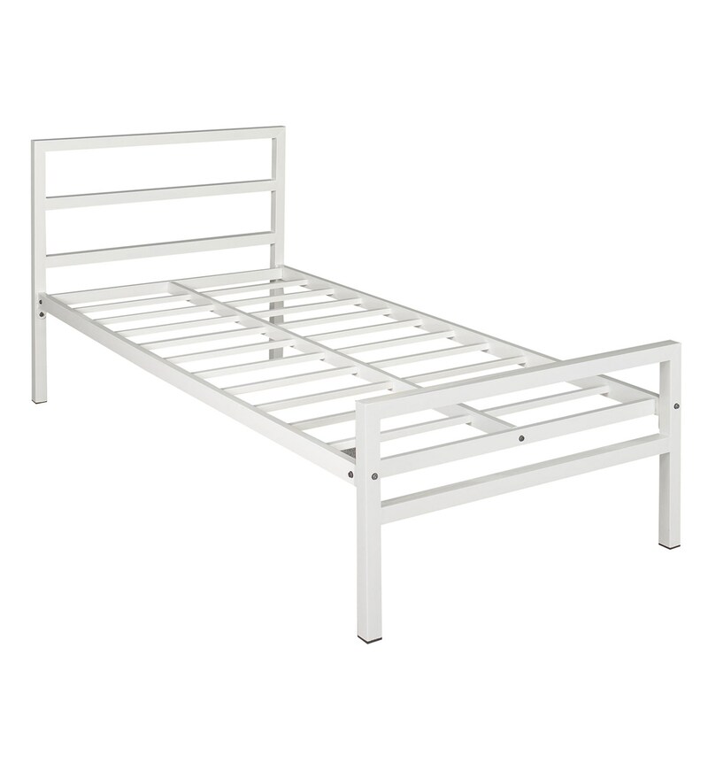 Buy Striker Single Size Bed in White Colour by Doctor DreamsNilkamal