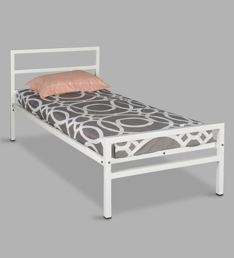 Buy Striker Single Size Bed in White Colour by Doctor DreamsNilkamal