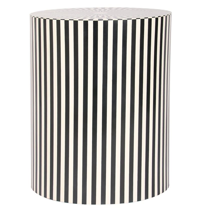 black and white striped end table