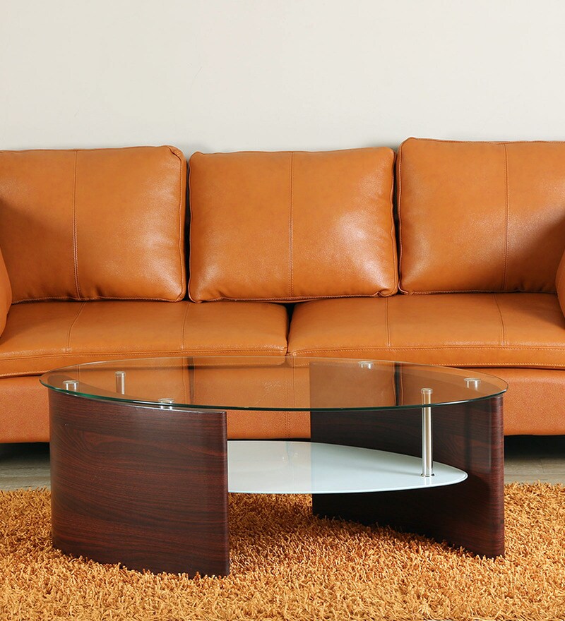 Buy Stuart Oval Coffee Table in Brown Colour by Durian Online - Modern ...