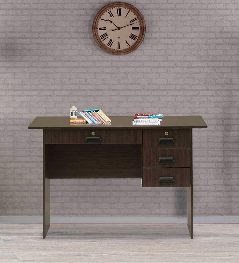 Buy Study Table with Drawers in Wenge Finish On Rent Online Study