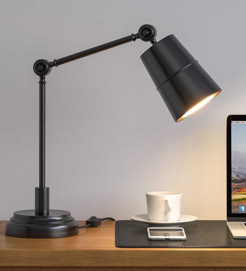 Buy Study/Work Table Lamp Black Polished with adjustable body and head