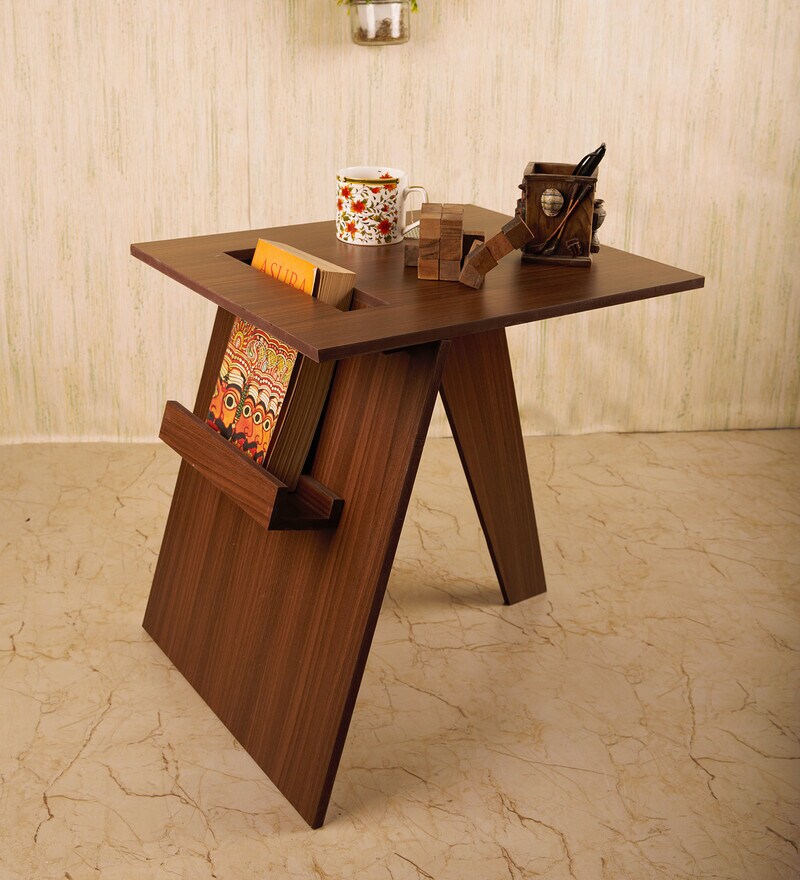 Buy Stylish End Table in Walnut Teak Finish Online Eclectic End Tables End Tables