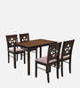 Stacia Solid Wood 4 Seater Dinning Table In Antique Cherry Finish