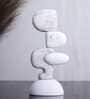 Stacked Serenity White Marble Finish Resin Pebble Sculpture
