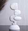 Stacked Serenity White Marble Finish Resin Pebble Sculpture