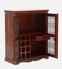 Stafford Sheesham Wood Bar Cabinet In Scratch Resistant Honey Oak Finish
