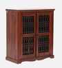 Stafford Sheesham Wood Bar Cabinet In Scratch Resistant Honey Oak Finish