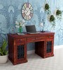 Stafford Sheesham Wood Writing Table In Honey Oak Finish With Storage