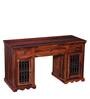 Stafford Sheesham Wood Writing Table In Honey Oak Finish With Storage