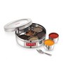 Stainless Steel Silver  Spice Box with 7 Wati and Small Spoon