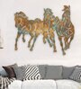 Stainless Steel 3 Running Horse Wall Art In Multicolour
