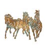Stainless Steel 3 Running Horse Wall Art In Multicolour