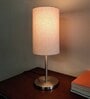 Skyline Off White Cotton Shade Table Lamp With Stainless Steel Base