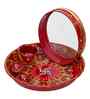 Stainless Steel Floral Decorative Karwa Chauth Thali Set with Plate Chalni Lota Diya Haldi Kumkum Holder-Karva Chauth Pooja Thali