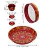 Stainless Steel Floral Decorative Karwa Chauth Thali Set with Plate Chalni Lota Diya Haldi Kumkum Holder-Karva Chauth Pooja Thali