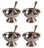Silver 150 ML Stainless Steel 4 Pcs Ice cream Cups With Spoons