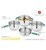 Chuck Induction Friendly Silver & Green Stainless Steel (Set of 4) Cookware Set