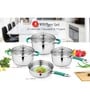 Chuck Induction Friendly Silver & Green Stainless Steel (Set of 4) Cookware Set