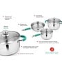 Chuck Induction Friendly Silver & Green Stainless Steel (Set of 4) Cookware Set