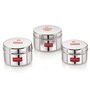 Silver (200, 300, 400 ML) Stainless Steel 3 Pcs Heavy Gauge Premium Airtight Storage Container