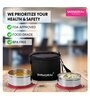 Varmora SS Executive |Stainless Steel Lunch Box with Insulated Carry Bag | Airtight & Leak-Proof | FDA Approved & BPA-Free- 390ml and 520 ml containers- Raspberry Pink