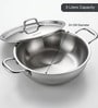 Stainless Steel PureCook Triply Kadhai With Stainless Steel Lid 3 Litre