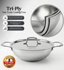 Stainless Steel PureCook Triply Kadhai With Stainless Steel Lid 3 Litre