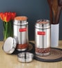 Silver 1200 ml Stainless Steel Transparent See Through (Set of 2) Storage Container