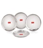 Stainless Steel Serving Plate with Glossy Finish | Thali plates For Kitchen | Serveware Snacks Plates for Kids | Breakfast Plates Set of 4, 21 cm