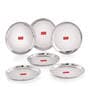 Stainless Steel Snack Plates With Mirror Finish | Quarter Plates Set for Kitchen | Steel Plates for Kids | Glossy Finish Thali Set of 6, 16 cm