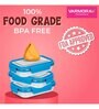 Varmora Stainless Steel SS Kids Lunch with 4 Side Lock Lid- Set of 2 Containers (800 ml.+150 ml)- Blue