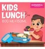 Varmora Stainless Steel SS Kids Lunch with 4 Side Lock Lid- Set of 2 Containers (800 ml.+150 ml)- Blue