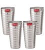 Stainless Steel Stripped Design Traditional Shape Jumbo Water Lassi Glass Set of 4, 750 ML Each