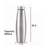 Stainless Steel Water Bottle 1000 ml-1 Pcs | Perfect New Year Gifts for Friends & Family | Single Walled Drinking Steel Bottles