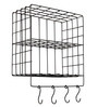 Stainless Steel Wire Wall Shelf With Hooks