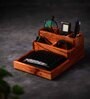 Staircase Brown Sheesham Wood Desk Organizers