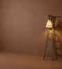 Stairway Wooden Floor Lamp with Jute Shade & Brown Base